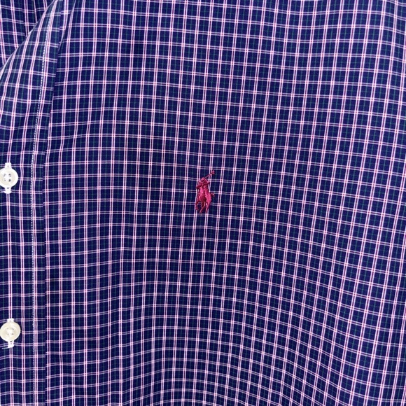 Vtg Polo Ralph Lauren Button Shirt Mens 17 36/37 Blue Yarmouth​​ - Picture 3 of 7